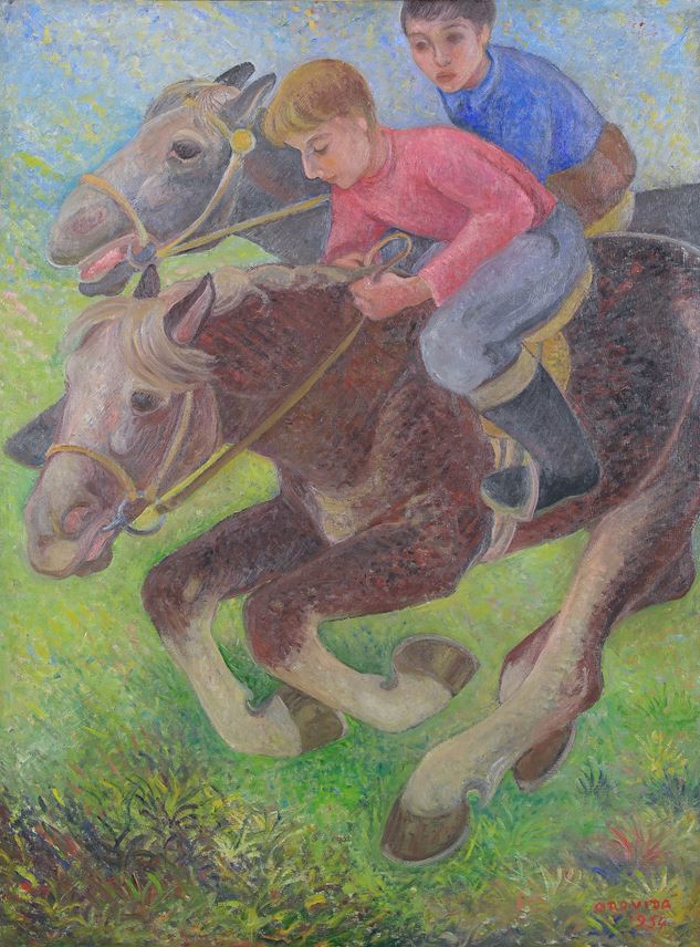 Orovida Camille Pissarro - Exercising Ponies | MasterArt